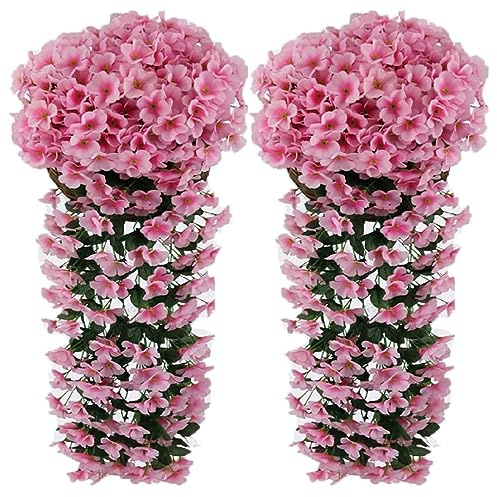Faux Lierre 2 pièces, Couronne de glycine Suspendue, Simulation de Plantes grimpantes pour Jardin de Mariage en extérieur。Fleur Guirlande Vigne Suspendue