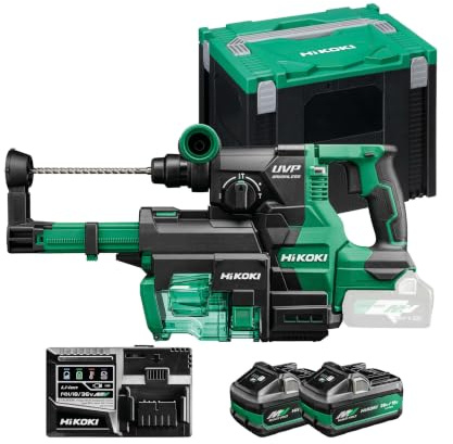 HIKOKI Akku Bohr- und Meißelhammer DH3628DAWEZ, SDS-plus (36V, 2,5 Ah, Schlagenergie 3,2 J, Bohren mit Kronen Ø: 25-50 mm, Brushless) Zubehör: im HSC III Koffer, Plus- Staubabsaugung.
