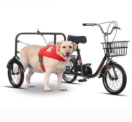 PRUJOY Fahrrad-Hundeanhänger, Fahrradanhänger für Reisen, 2-in-1-Fahrradanhänger und Hundebuggy, robuster Rahmen, für kleine bis mittelgroße Hunde (Black)