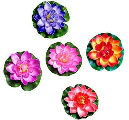 Abaodam 5stücke Simulation Lotusblumen Für Aquarium Dekoration Gefälschter Lotus-Ornament Blumendekor Aus Eva-Material Leuchtende Farben Exquisites Design