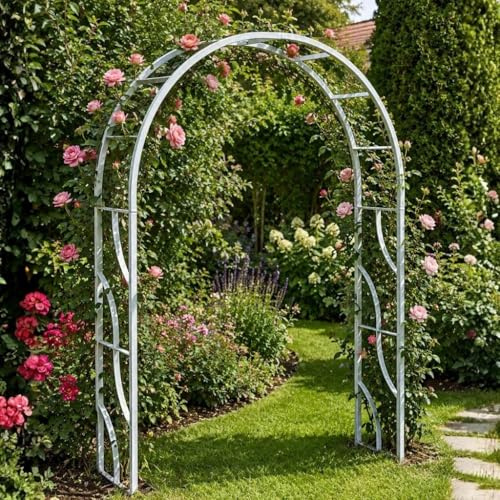 DanDiBo Rosenbogen aus Metall Stabil Verzinkt 150 cm Breit Rankbogen 96516 Gartenbogen Torbogen Rundbogen Pflanzbogen Massiv Feuerverzinkt Garten Wetterfest Volleisen