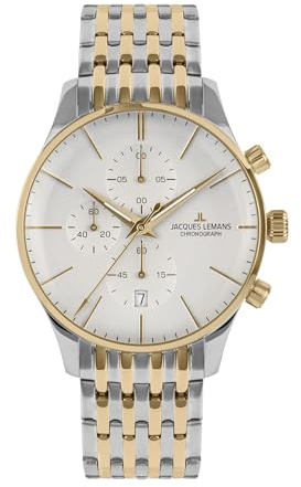 JACQUES LEMANS - Chronographen London - Quartz Uhrwerk - Gehäusedicke: 12.6 mm - Edelstahl - 5 ATM
