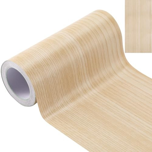 GORGECRAFT 10m*15cm Nastro di Riparazione Toppa Adesivo Testurizzato per Legno Carta Da Parati Bordo Adesivo Cornsilk PVC Autoadesivo Realistico Venature Del Legno Nastro Riparazione Impiallacciatura