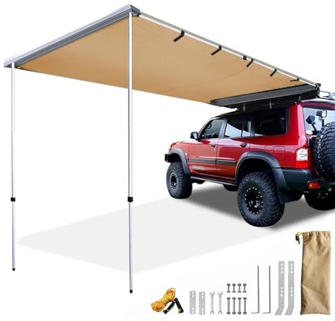 DJJYCTNM Tienda Techo Coche, Portaequipajes, Parasol Extraíble UV50+, Toldo para Autocaravana, Toldo Lateral 4x4 Resistente a La Intemperie para Acampar y por Tierra (Size : 5.2 * 8.2ft)