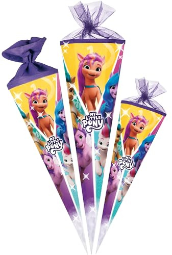 alles-meine.de GmbH Schultüte - Mein kleines Pony - 70-85 cm - Größe wählbar - Spitze wählbar - Zuckertüte - Tüll - oder Filzabschluß - eckig/rund - klein & groß - Geschenktü..