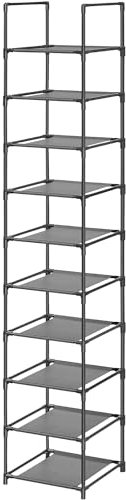 edihome, Scarpiera Salvaspazio Slim, 10 Livelli, (28 x 45 x 173 cm), Organizzatore di scarpe, Portascarpe alto e stretto, plastica, verticale, Show Rack (10 Livelli - S)