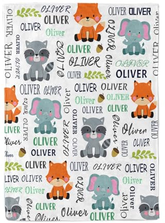 Beswitory Couverture Bébé Personnalisée avec Noms pour Garçon Fille,Plaid Couvertures Personnalisées,Douce et Confortable Couvre-lit Personnalisé Cadeau pour Nouveau-nés et Enfants Noël Anniversaire