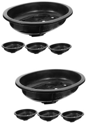 SUPVOX 8 Piezas Maceta Ovalada plantadores de bonsais Maceta de Bonsai macetero Ovalado Bonsái bonsais de Interior Accesorio de jardinería macetero de jardín Ovalado el plastico