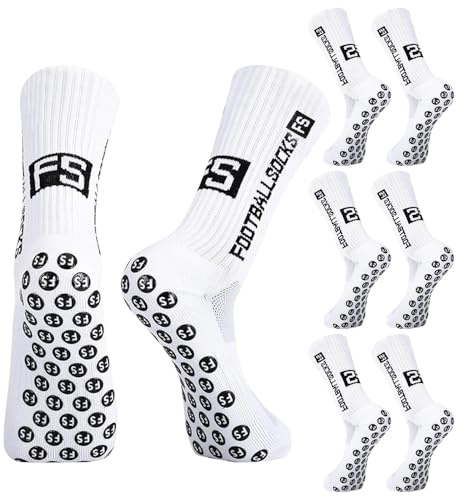trabag 3 Paare Fussball Socken Fußballsocken Anti Rutsch Grip Jungen Fußball Socken Rutschfeste Sportsocken für Fussball Basketball Laufen Rugby Tennis