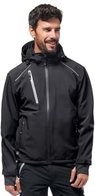 Generico Giacca uomo softshell impermeabile giubbotto con fodera in Micropile termico in graphene, colore nero modello Cascais Logica (IT, Testo, S, Regular, Regular, Nero)