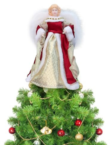 Aublinto Christmas Engel Weihnachtsbaumspitze Engel Baumspitze Engel Baumspitze Weihnachtsbaum Ornamente Weihnachtsbaumspitze Engel Mit Flügeln Christbaumspitze Baum-Spitzenengel Figur für Weihnachten
