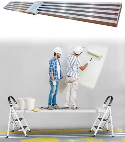 Telescoping Plank Scaffold Ladder - Aluminium Painting Clean Work Platform for Heavy Duty Drywall Bench Board - Extension Kit for Scaffolding Work