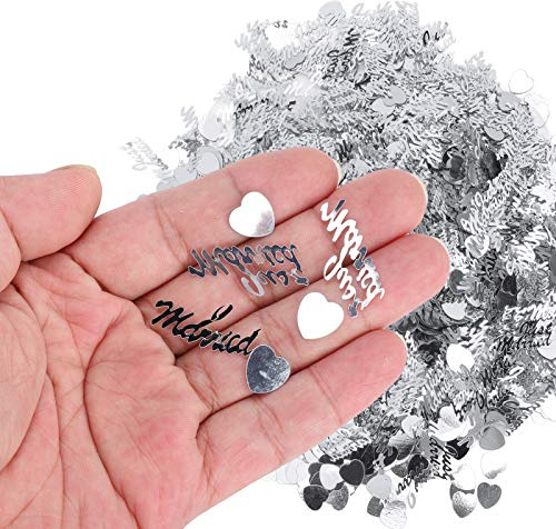 Recién Casados ​​Confeti Boda Decoración del Día de San Valentín Lentejuelas Dispersas 100 G Dorado (SILVER)