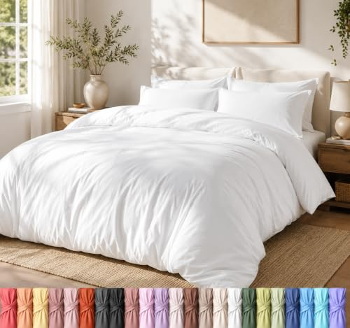 Utopia Bedding Set copripiumino leggero con federe da 50 x 65 cm, 200 x 220 cm, in morbida microfibra di poliestere (bianco)