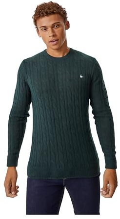 Jack Wills Mens Marlow Merino Wool Blend Cable Knitted Olive M