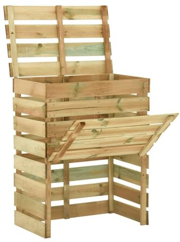 Xichuzi Compostador con Listones Madera Pino impregnada 80x50x100 cm, Compostadora Organica Jardin, Vermicompostador, Composteras Huerto, Compostera Domestica