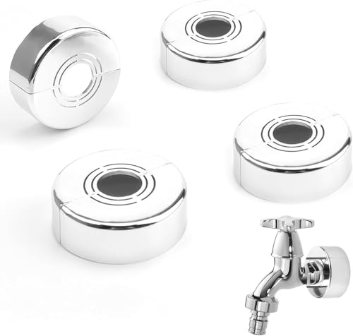 Raheem Set of 4 Rosettes for Shower Fittings 60 x 20 mm Shower Rosette Cover Removable Fittings Cover 3 Sizes in 1 Diameter 20.5 mm / 25.5 mm / 32.5 mm for Shower Fittings, Taps, Heating Pipes