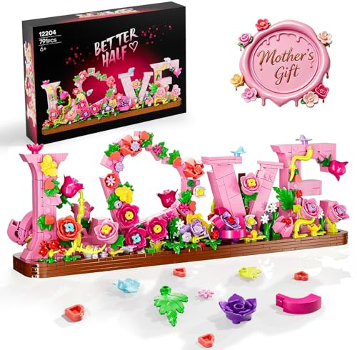 Herz-Deko Blumen Bauspielzeug Set, 791-teiliger Bausatz geschenke für mädchen,Kinder, Erwachsene und Frauen, Wohn und Bürodekoration, Kreative Geschenkidee für Jahrestag, Valentinstag & Geburtstag