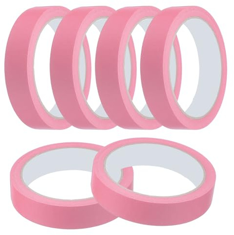 QUARKZMAN Ruban De Masquage 20 mm x 20 Mètres Ruban De Peintre Rose Rubans De Peinture pour DIY Artisanat Arts Dessin Étiquetage Peinture De Voiture Créateurs Enseignants, Lot De 6