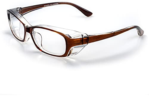 LLGHT Stilvolle Schutzbrille, Anti-Beschlag-Anti-Pollen-Brille mit Seitenschutz, Anti-Blaulicht-Arbeitsbrille, Fahrradbrille mit klaren Gläsern, beständig gegen Biegebügel(Bruin)
