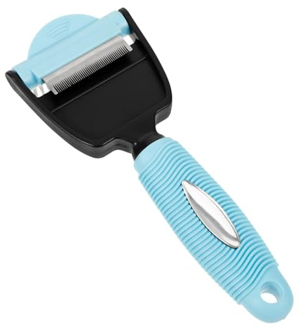 TOYANDONA Peine para Mascotas de Doble Cabezal Azul, Removedor de Pelo para Perros Tamaño S, Herramienta de Aseo Abs, Cepillo Deslanador para Cuidado y Limpieza en Hogar Mascotas
