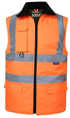 Oralidera Gilet de Sécurité Réfléchissant pour Homme Gilet Rembourré de Travail Haute Visibilité Veste Réfléchissant Sans Manches Imperméable