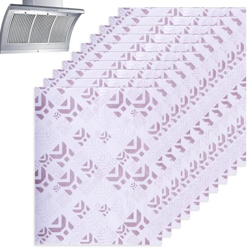 Cooker Hood Filter Paper, 10 Pack Kitchen Extractor Fan Filters with Saturation Indicator Replacement Cooker Hood Filters Universal Cut to Size Extractor Hood Filters