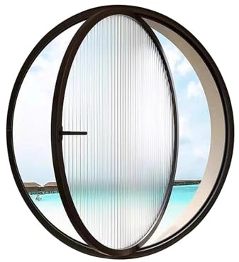 Fenêtre ronde pour abri de jardin avec axe central de rotation de ventilation de rechange pour maison, sous-sol et grenier, cadre en alliage d'aluminium de 60 cm et verre trempé, assemblage facile