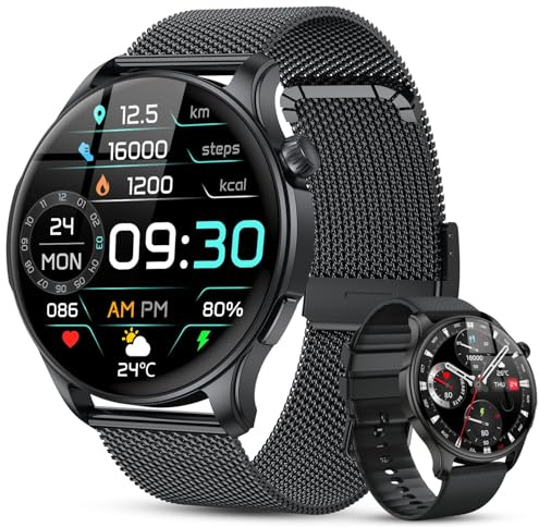 Smartwatch Uomo Donna Orologio Fitness: Bluetooth Chiamata Risposta 1.43 Orologio Smartwatch Impermeabile Digitale Smart Watch Tracker Cardiofrequenzimetro Sportivo Calorie Contapassi per Android iOS