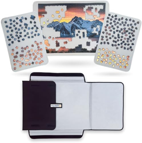 PuzzlePro Puzzlekoffer - Aufbewahrung, Sortieren und Puzzeln, wo Immer du willst - 3X Puzzlematte - Geeignet für 1500 Teile - Leichtgewicht - Puzzlebrett - Puzzletisch - Puzzlemappe