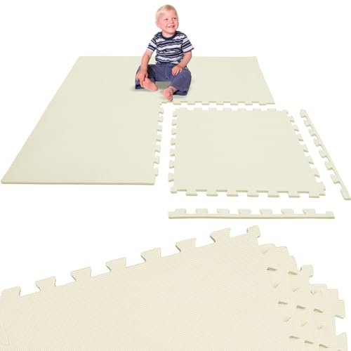 LittleTom 4 Pièces Tapis de Sol pour Enfants - 50x50 cm Dalles en Mousse EVA - Surface de Jeu Douce pour Bambins et Jeunes Enfants - Carrés Puzzle Antidérapants - Revêtement pour la Chambre des Petits
