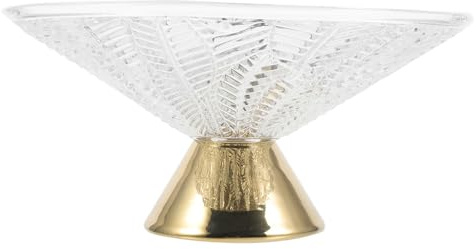TOPPERFUN Frutero de Cristal Patas Doradas, Plato Decorativo para Servir Frutas y Dulces, Tazón para Postres y Aperitivos, Soporte para Fruta de Vidrio para Bodas y Eventos