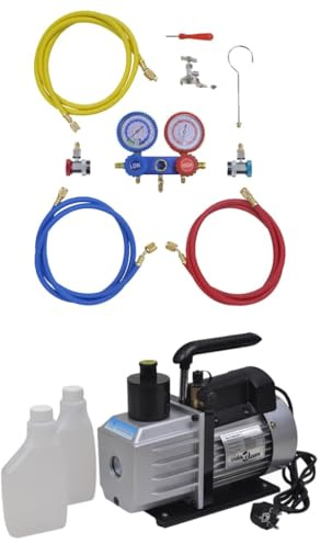 Generico Kit Pompa di Aspirazione 50 L/min con Manometro a 2 Vie,Accessori per condizionatori