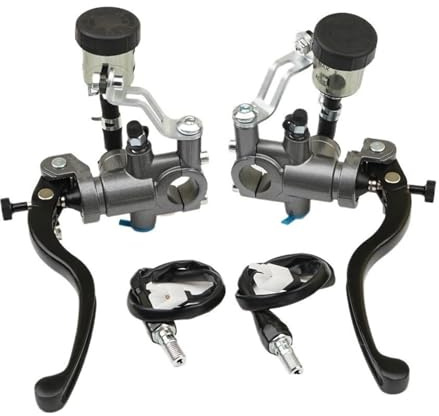 Leva freno frizione pompa freno per moto universale PX1 da 17,5mm radiale per cilindro per maestro 7/8 22 mm per Yamaha(Grigio,1pair)
