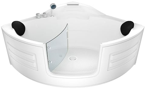 AcquaVapore Pool Badewanne Eckwanne Wanne S70-EH 150x150cm mit Tür Walk-in-Pool