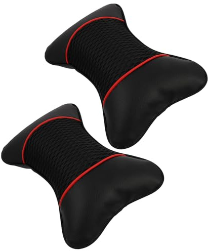 2 Stück-pack Auto Kopfstützenkissen für Pkw, 3d-form, Schwarz | Polypropylen und Polyester, für Sitzen und Fahren, Rot als Zweite Farbvariante