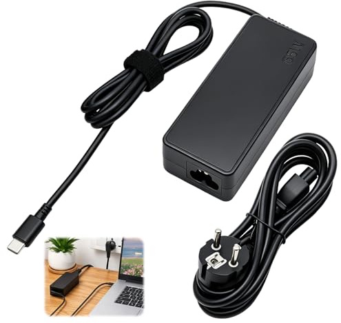 Chargeur 65W USB C Ordinateur Portable Alimentation pour Lenovo ThinkPad | T14 T15 T480 T490 T580 T590 X13 X280 X380 L480 E14 E15 E480 E490 E580 E590 Yoga 720 730 910 X1 Carbon Adaptateur Rapide