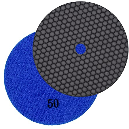 Profi Diamant-Schleifpad Trockenschliff, Ø 180 mm, Körnung 50, Klettaufnahme, für Naturstein, Kunststein, Granit, Marmor, Glas, Keramik oder Fliesen
