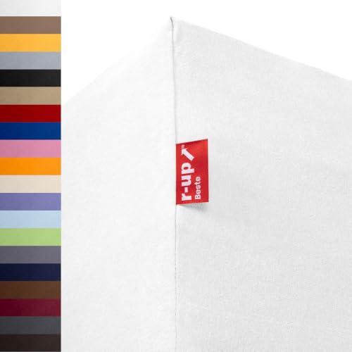 r-up Beste Spannbettlaken Doppelpack 200x220-220x240 bis 35cm Höhe viele Farben 95% Baumwolle / 5% Elastan 230g/m² Oeko-TEX stressfrei auch für hohe Matratzen (Weiss)
