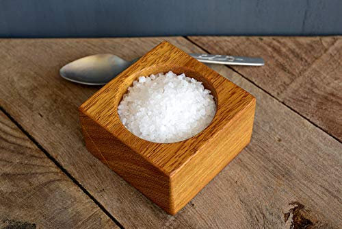 Hardwood Salt and Pepper Pinch pot handmade from repurposed, eco-friendly Iroko. Salt Pig, Salt Cellar. Seasoning pot.
