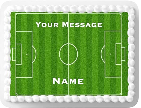 A4 Edible Decor Icing Sheet PERSONALISED Football Pitch Wallpaper Cake Topper Decoration - Great for larger cakes