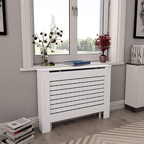 Tidyard Heizkörperverkleidung Heizungsverkleidung Weiß Heizkörperabdeckung Heizung Heizkörper Abdeckung Verkleidung, 112x19x81,5cm MDF