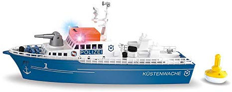siku 5401, Polizeiboot, Kunststoff, Blau/Weiß, Wasserkanone, Licht, Sound, Heckklappe, Inkl. Boje
