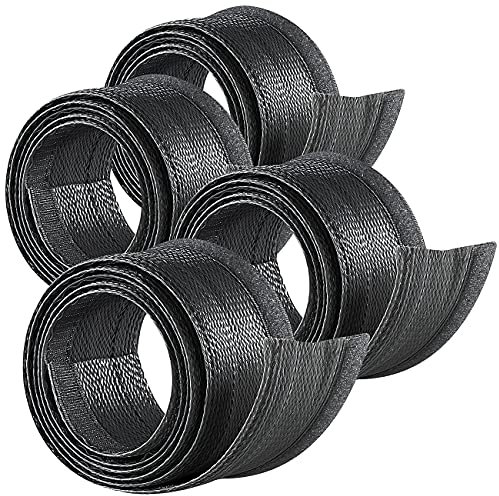 dream audio biegsamer Kabelkanal: 4er-Set Flexible Kabelschläuche mit Klettverschluss, je 1,8 m, schwarz (Kabelkanal flexibel, Kabelordnungs-Schlauch, PC Lautsprecher)