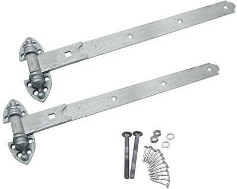 EAI Heavy Reversible Gate Hinges | Heavy Duty 600mm / 24 Inch Galvanised Garage, Stable Door, Gate Hinges | 1 Pair with Fixings