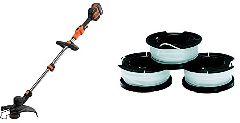 BLACK+DECKER Tagliabordi A Batteria Litio Tecnologia Powercommand, Ampiezza Taglio 33 Cm, Velocità Regolabile & A6485-Xj Kit 3 Rocchetti Filo Nylon Reflex, Accessori Per Tagliabordi