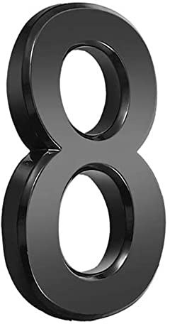 Suithink,Numero civico moderno 3D, 6 cm, nero autoadesivo, numeri di indirizzi per porta e casa, numeri di indirizzi fai da te, per bar, decorazione per indirizzi creativi, numeri di porta (8)