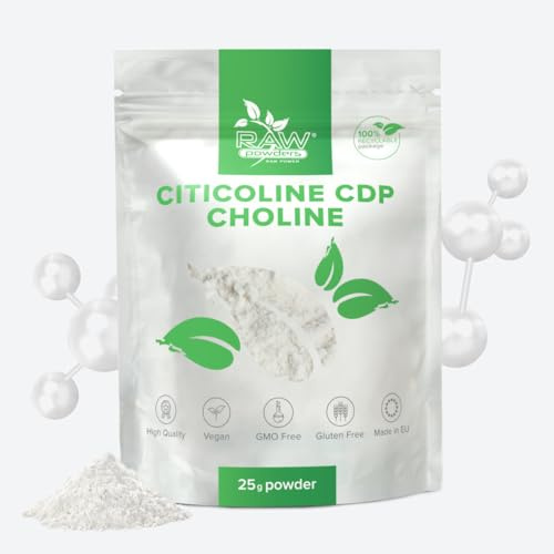 Citicoline (CDP-Kolin) Pulver, 25 g – Högkvalitativt & rent kolintillskott – GMO- & glutenfri från Raw Powders