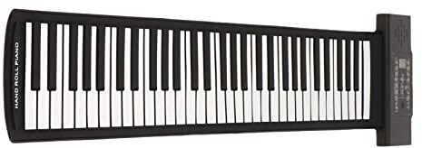 Piano Enrollable, 61 Teclas, Piano Electrónico MIDI Portátil, Pantalla LED, Piano Electrónico Manual, Teclado de Piano de Música Digital Electrónico Educativo, para Principiantes, Adultos,(negro)
