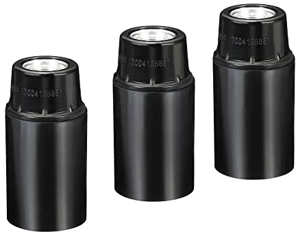 PATIKIL E14 Bombilla Soporte Luz Zócalo, 3 Paquete Rosca LED Bombilla Lámpara Soporte para Colgantes Luces, Negro
